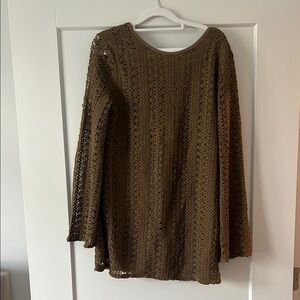 Brown Crochet Long Sleeve Top
